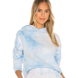 Frankies Bikinis Burl Sweatshirt Baby Blue Tie Dye Hoodie
